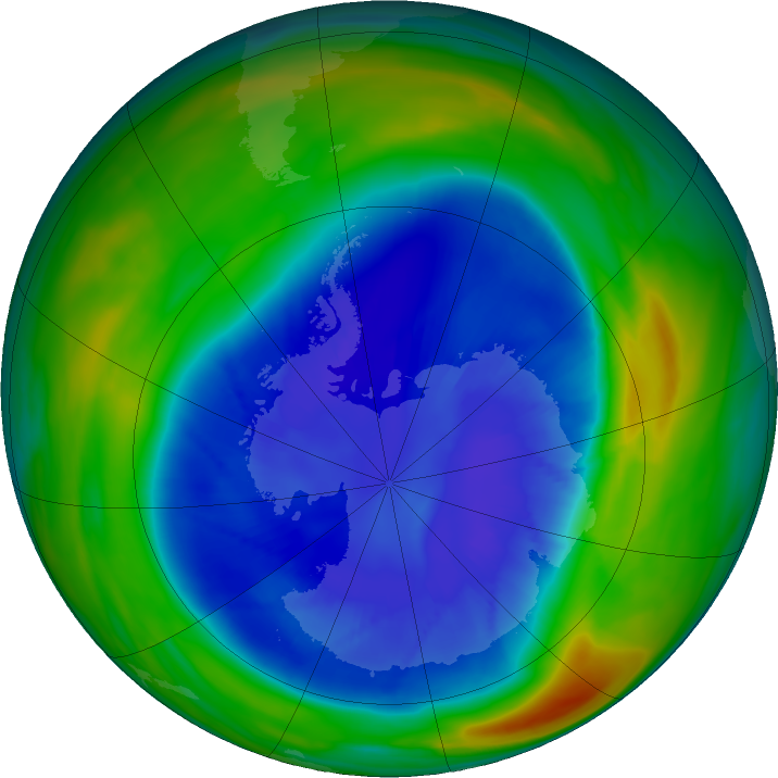 Antarctic ozone map for 05 September 2020